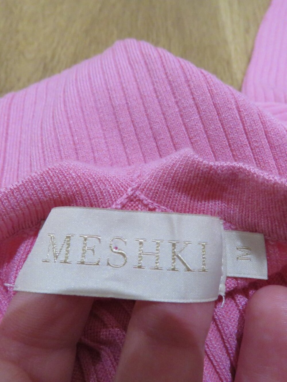 MESHKI Yasamin Ribbed Knit Maxi Dress in Pink Medium Bodycon Coquette Balletcore - Picture 15 of 15